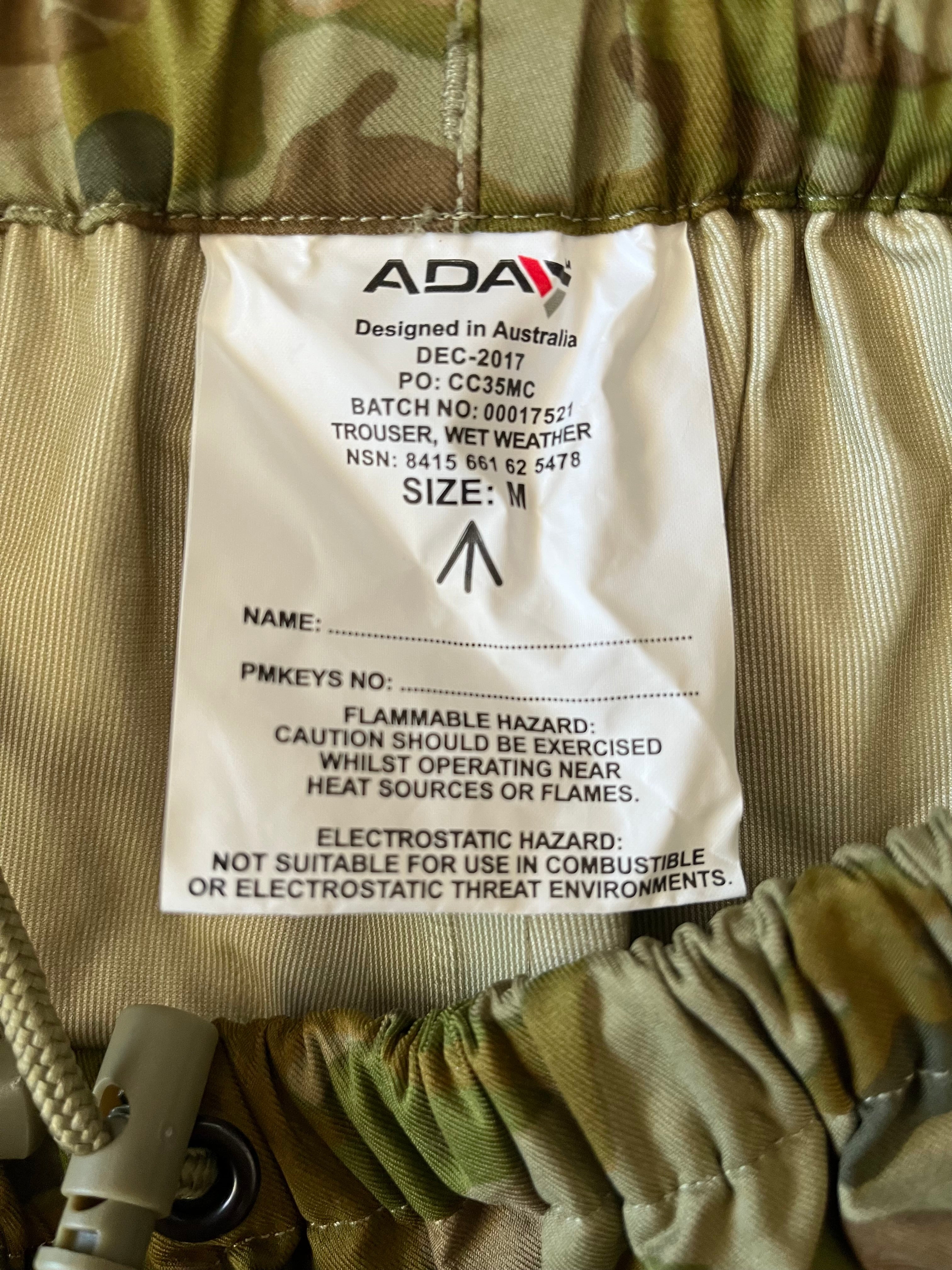 ADA AMCU Wet Weather Pants (Grade 1 Surplus Item) - Nocturnal Optics Australia