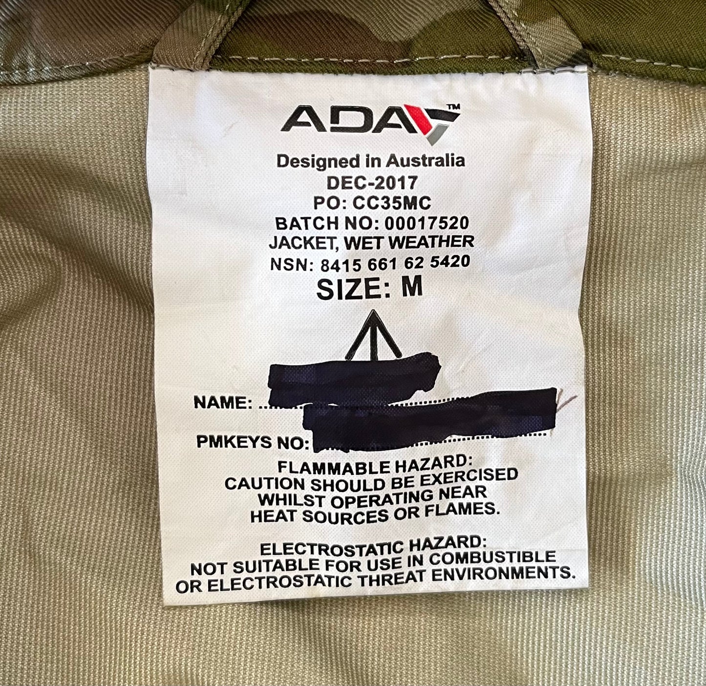 ADA AMCU Wet Weather Jacket (Grade 1 Surplus Item)