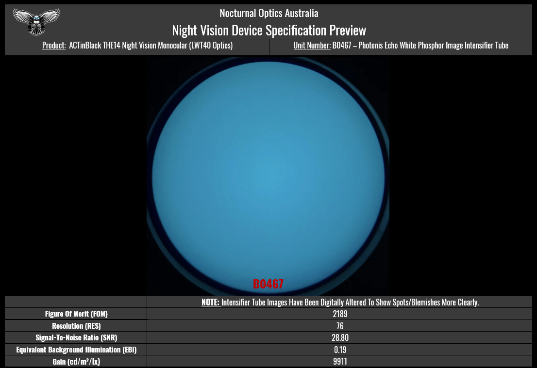 ACTinBlack THE14 Night Vision Monocular - Nocturnal Optics